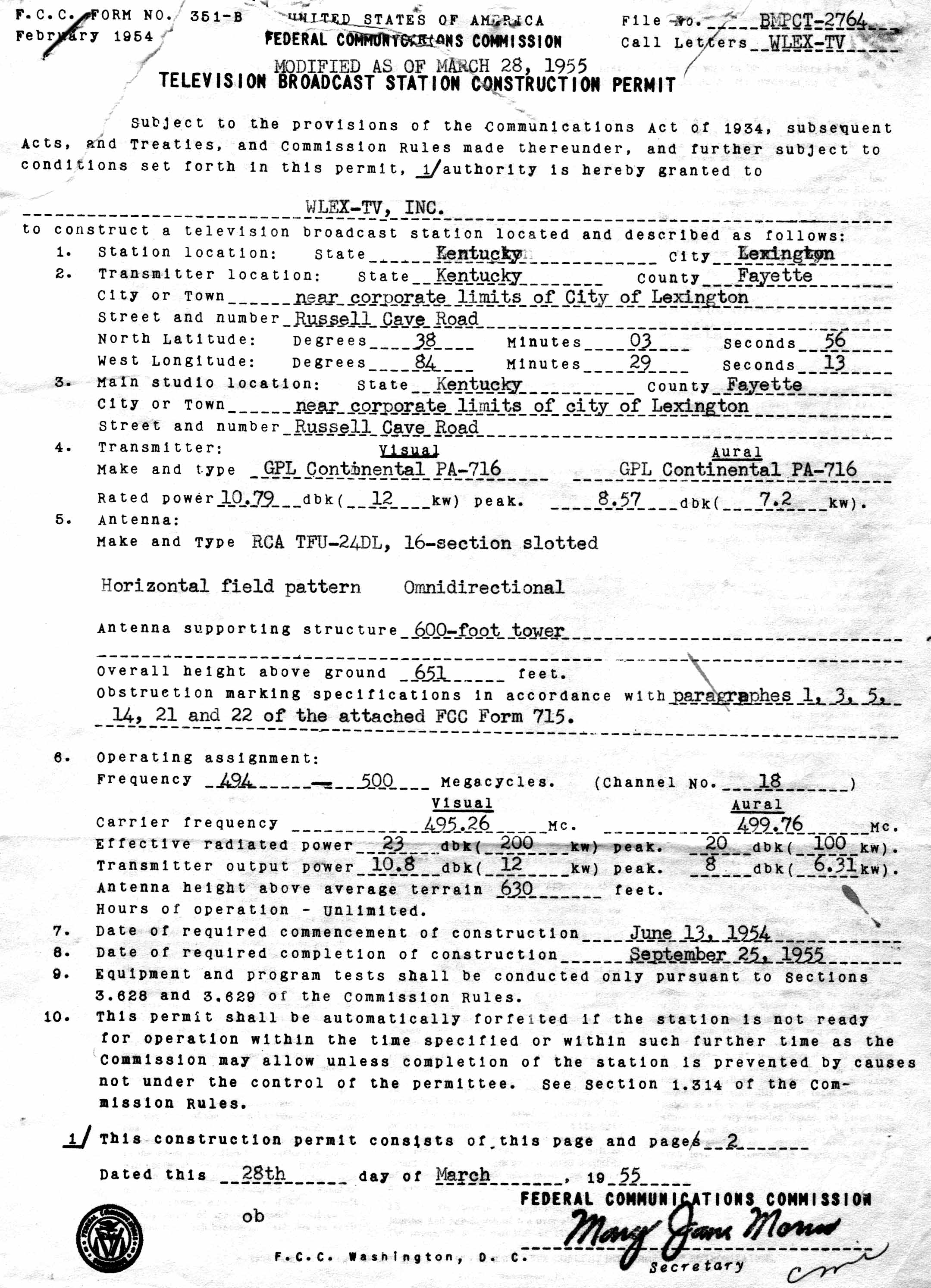 1955 Construction Permit